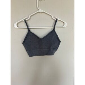 Musera Sport Ribbed Seamless Bra Top Blue Acid Wash‎ V-Neck Small